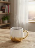 6pcs Porcelain White Pot Cup with Gold Detail