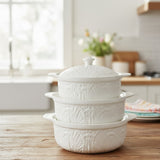 3Pcs Elegant Ceramic Casserole Serving Dish Set With Covers