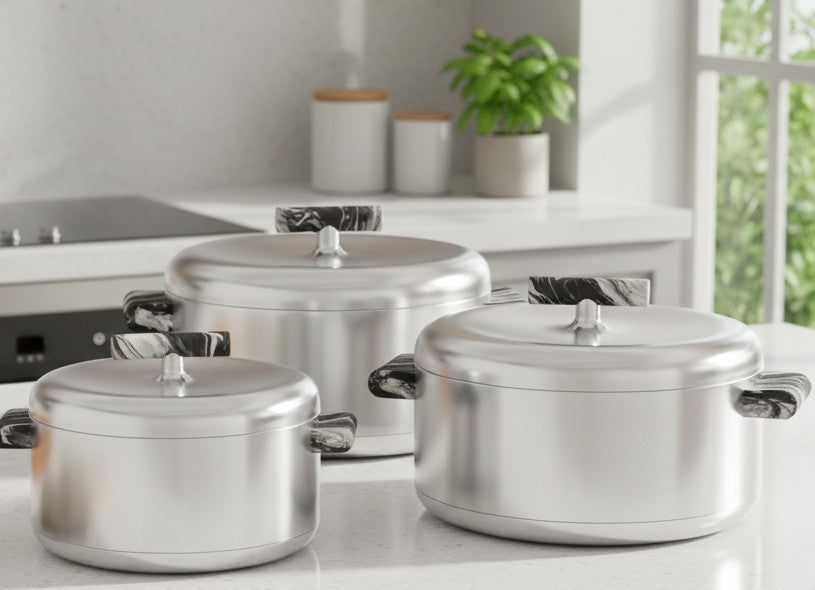 Insulated hotpots in 1L,2L,and 3.5L capacities.