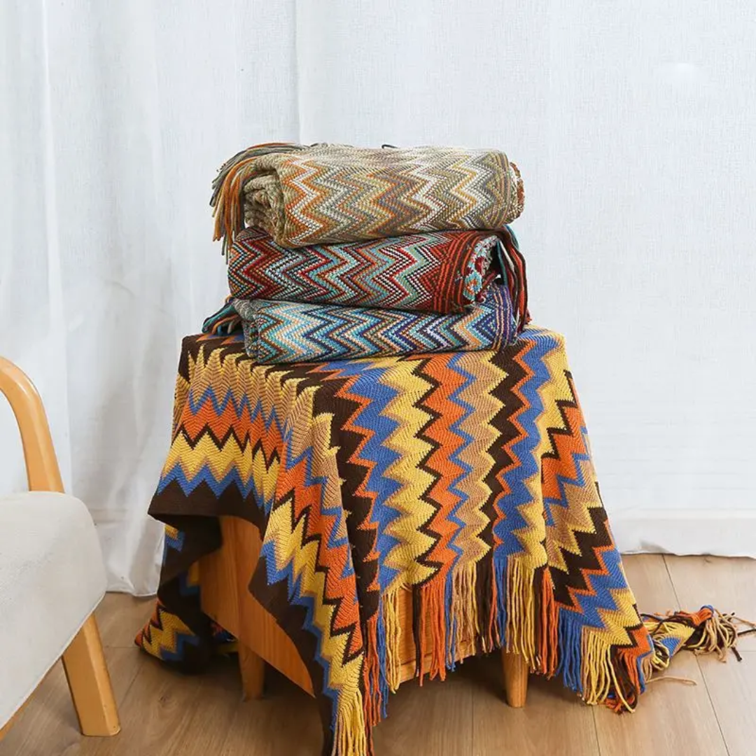 Bohemian Knitted Throw Blanket