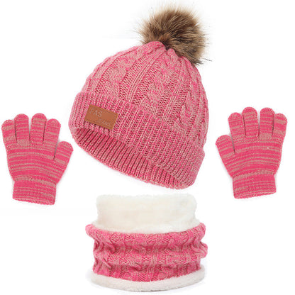 3-in-1 Winter Kids Beanies Hat, Scarf & Gloves Set
