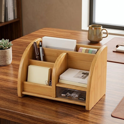 Glosen Wooden Desk Organizer C2022 Bamboo Grain Storage Holder