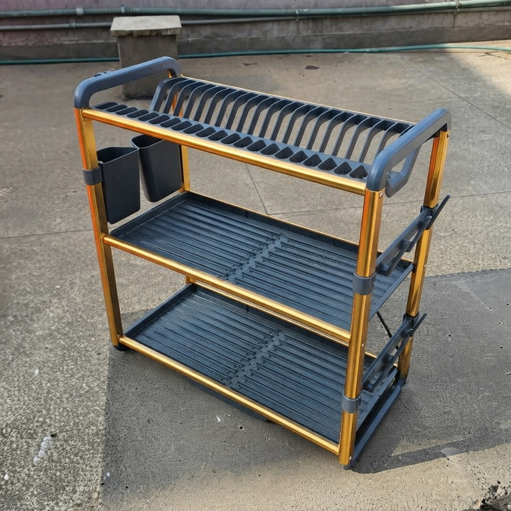 3 Tier Aluminium Dish Drainer 60.9 × 57.2 × 26.7cm