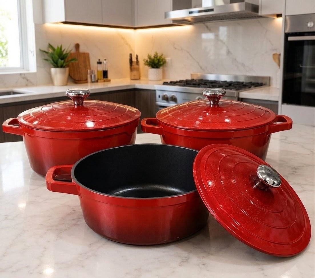 3Pc Non Stick Cooking Pots Set 28 cm