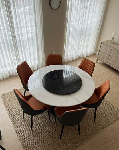6-Seater Round Marble Top Dining Set