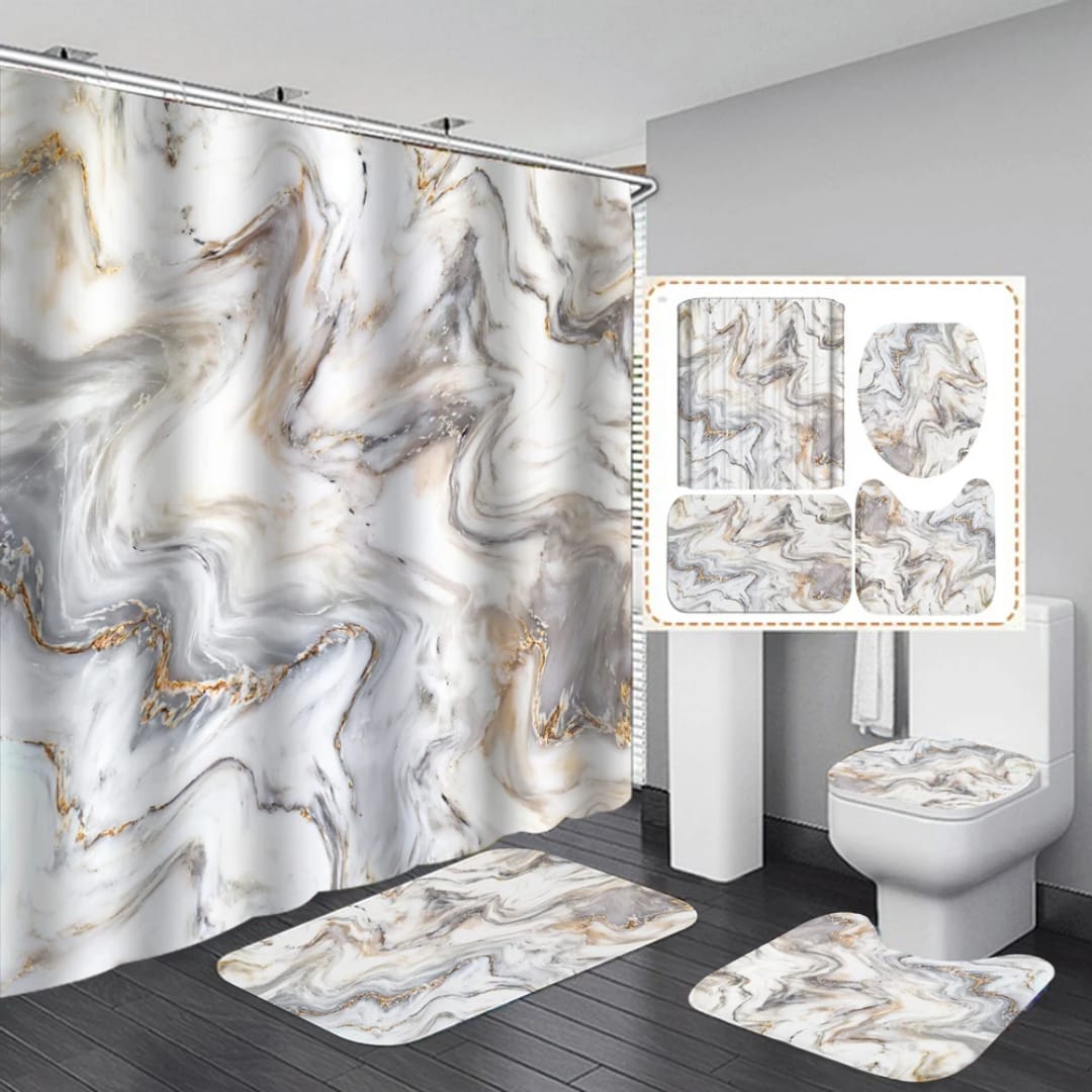 4pcs Bathroom Set Marble Effect