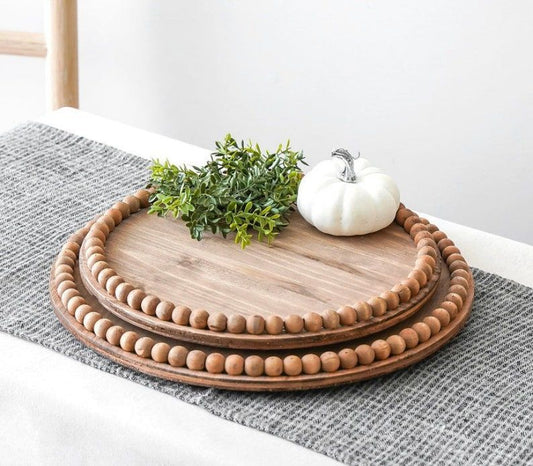 Wooden Round Beaded Tray