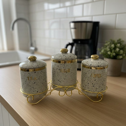 4Pcs Marble Heavy Canister Set