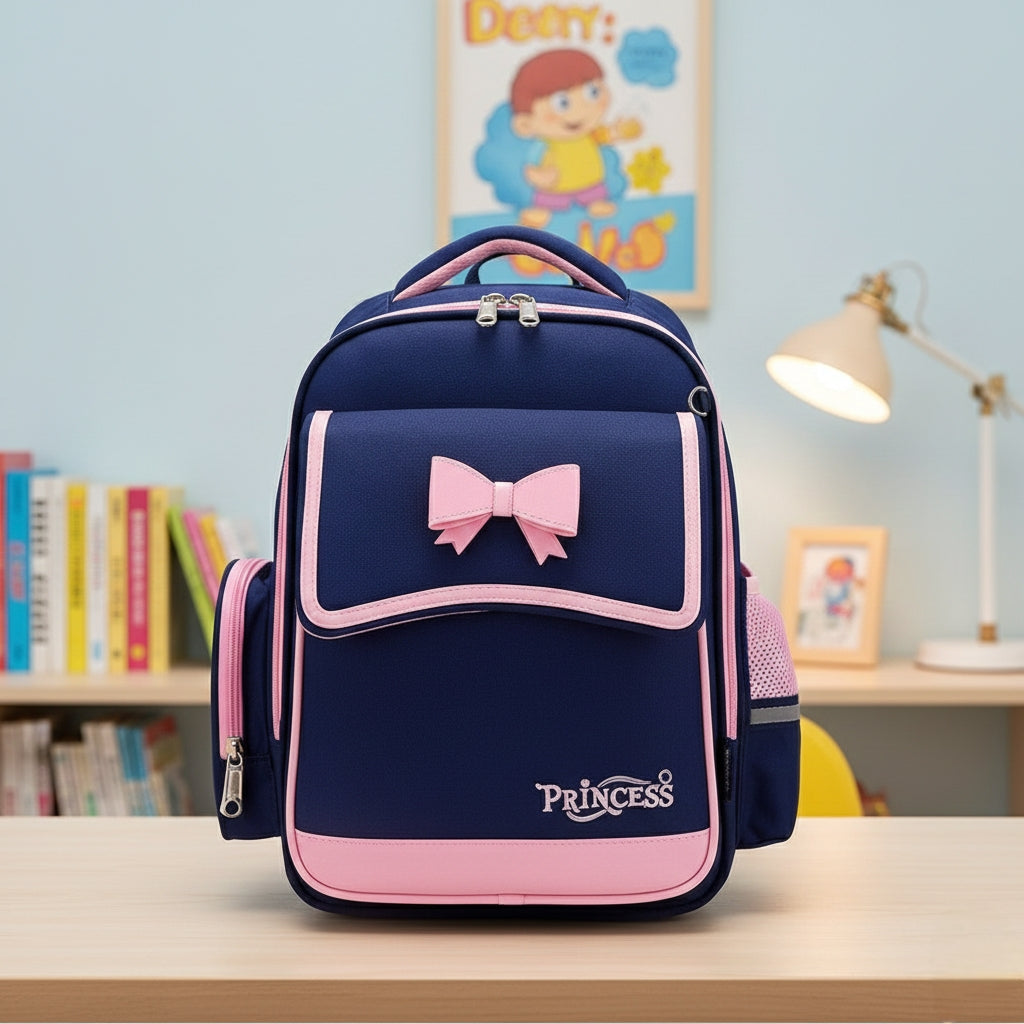 Princess-themed orthopedic school bag for girls with spacious compartments