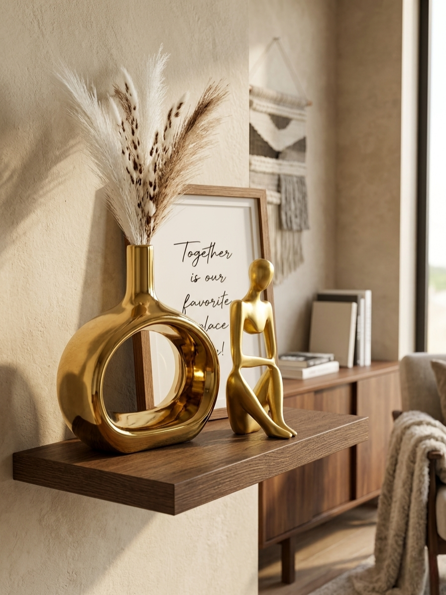 Ceramic golden vase with elegant finish for modern home decoration