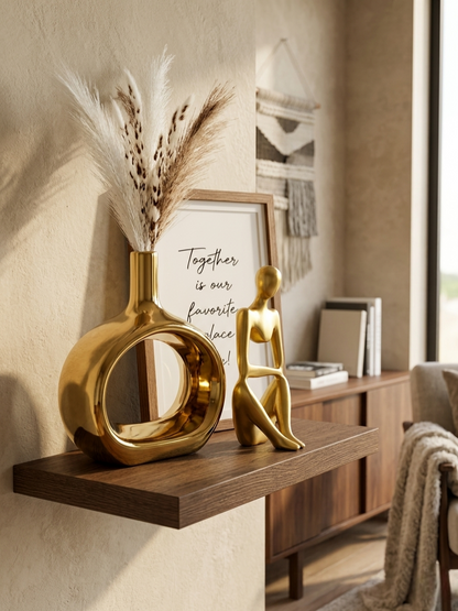 Ceramic golden vase with elegant finish for modern home decoration