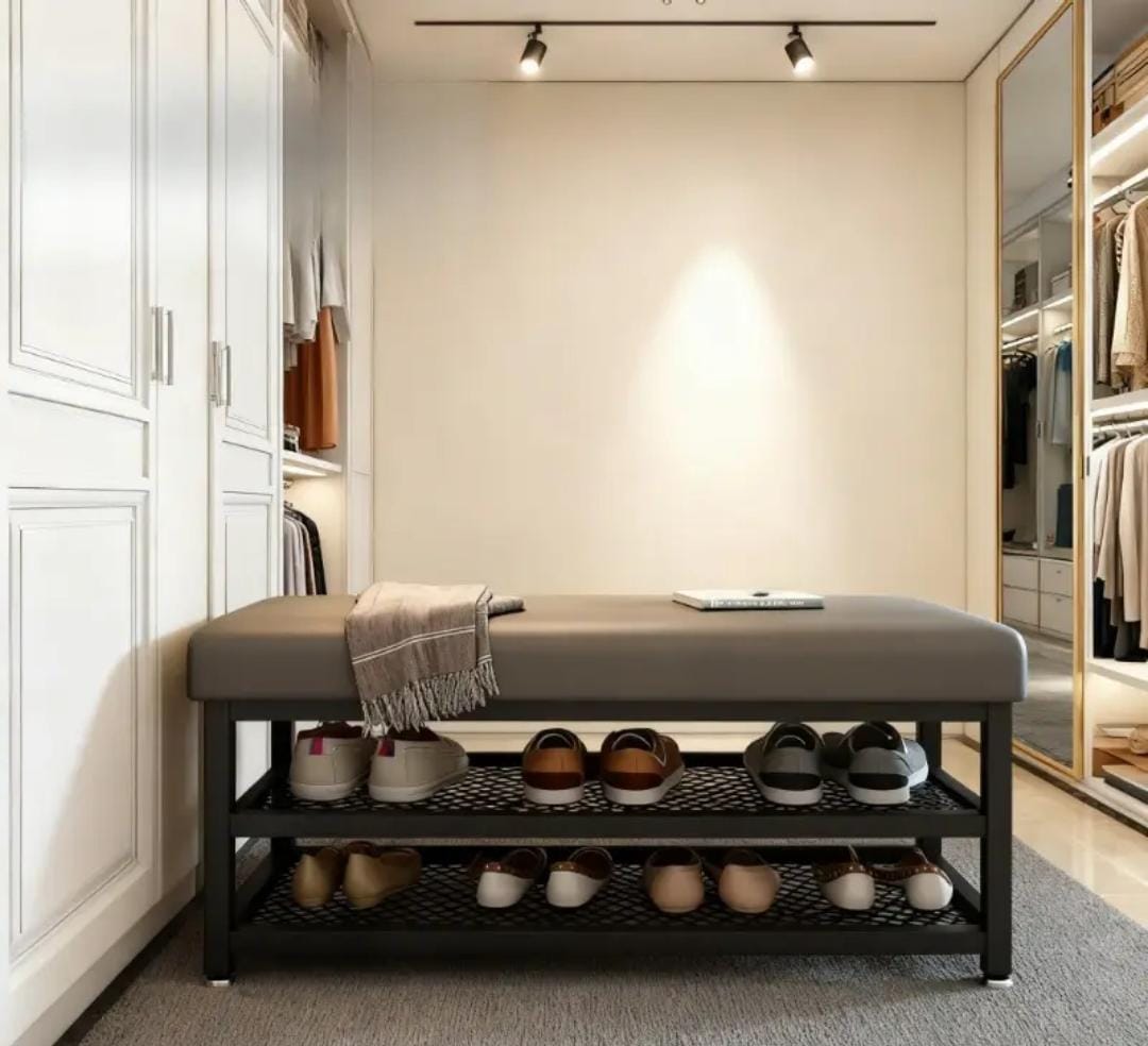 Entryway Shoe Rack with Padded Seat