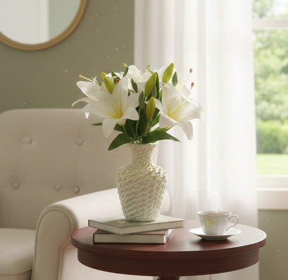 Artificial Tiger Lily Flowers with Plastic Vase
