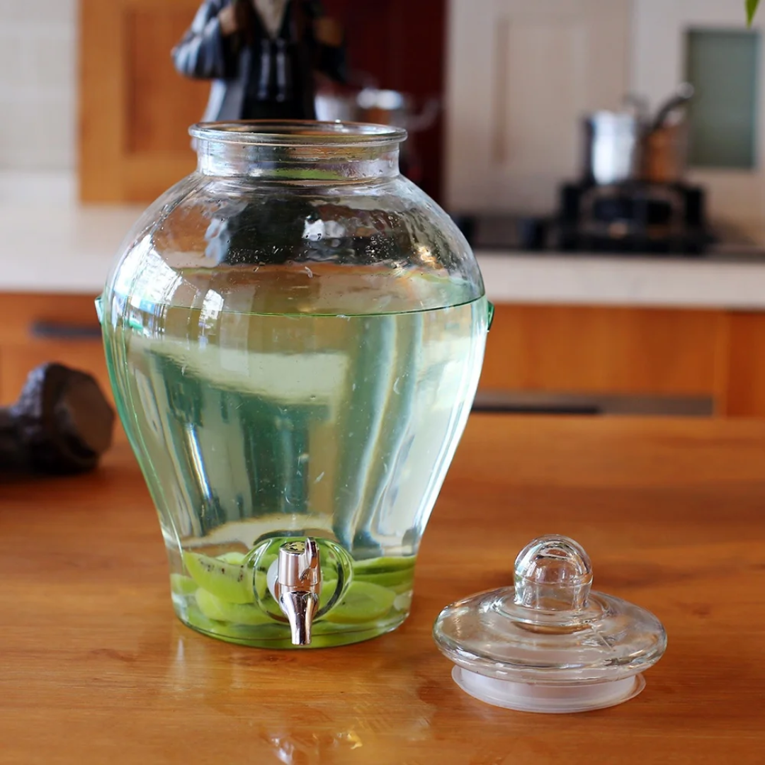 Glass Beverage Dispenser With Faucet