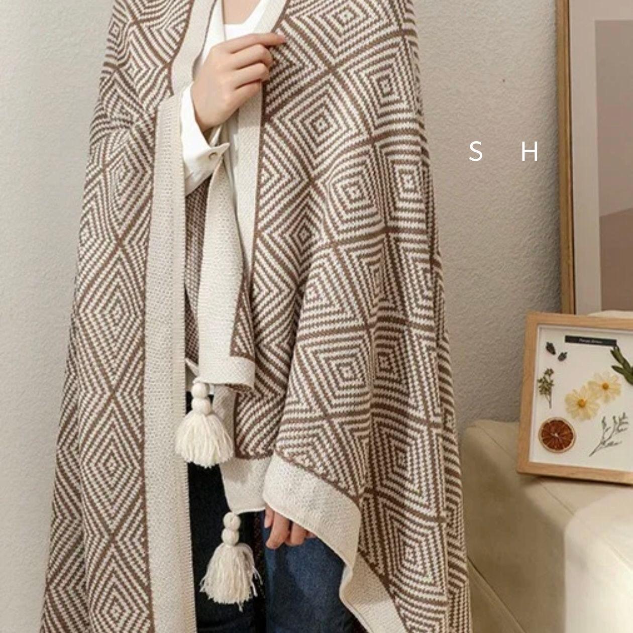 Bohemian Knitted Throw Blanket With Tassels