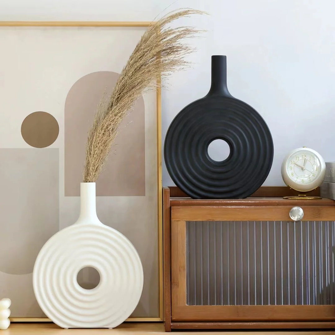 Decorative Modern Round Elegant White Ceramic Vase