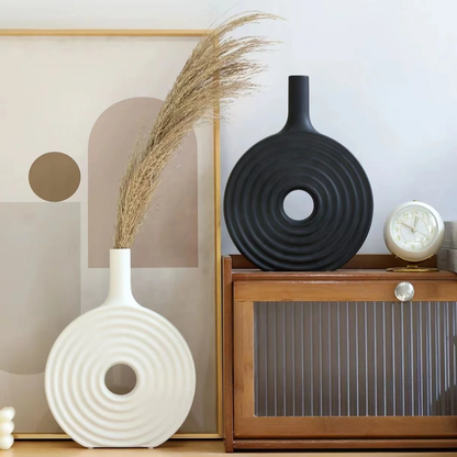 Decorative Modern Round Elegant White Ceramic Vase
