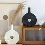 Decorative Modern Round Elegant White Ceramic Vase