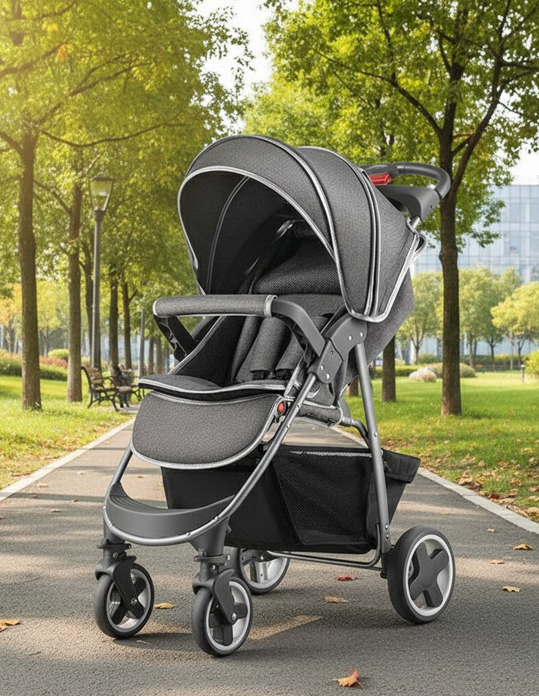 Lightweight 9.5KG baby stroller with compact, travel-friendly design