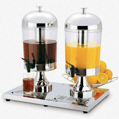 Double Acrylic Juice Dispenser with Stainless Steel Stand