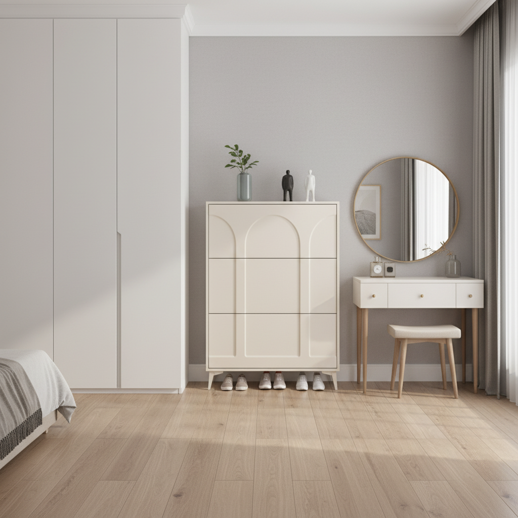 Double Layer Bucket Flip Shoe Storage Cabinet 100x90x24cm