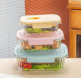 3pc Borosilicate Glass Ribbed Food Storage