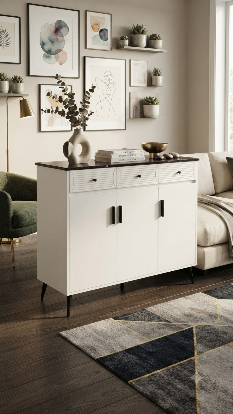 1.2m Console Table Storage Cabinet