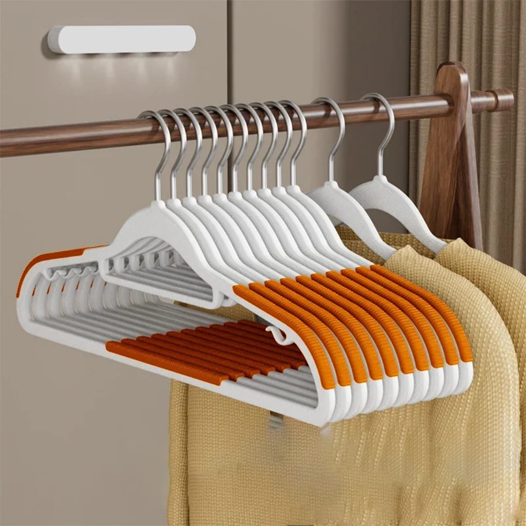 10pcs velvet household hangers with ultra slim non-slip design for closet organization. 