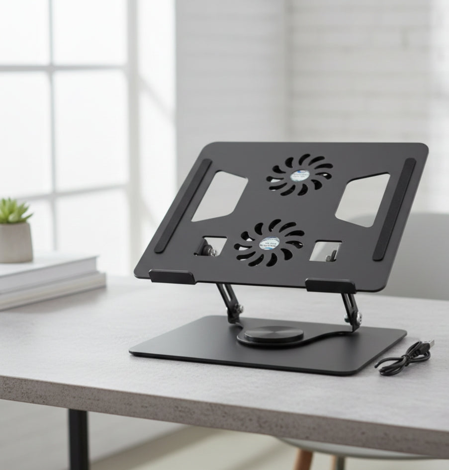 Adjustable Laptop Stand With Dual Cooling Fans