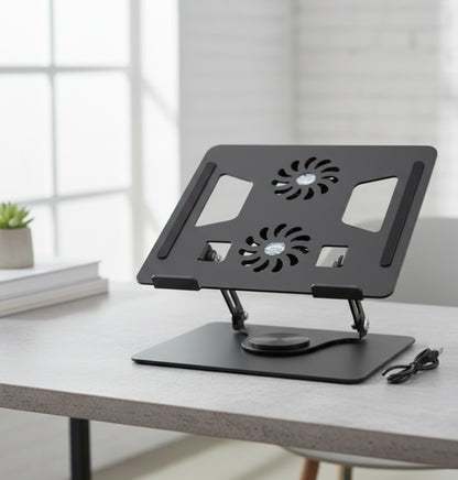 Adjustable Laptop Stand With Dual Cooling Fans