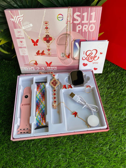 Ladies Smartwatch & Jewellery Gift Set