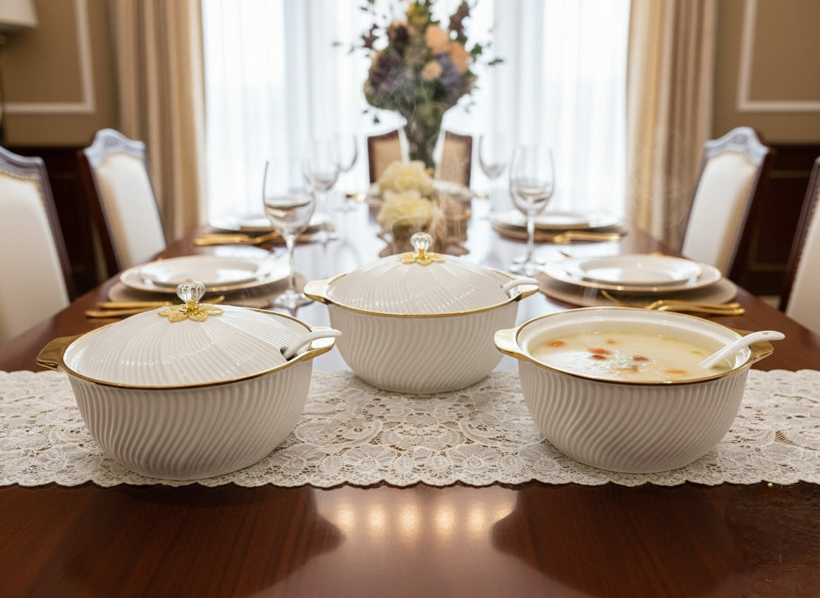 6-Piece Gold Serving Dish Set – 3 Liters