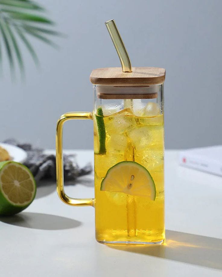 Fancy clear glass mason jar suitable for drinks and décor.