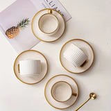 European Style Gold Edge Ceramic Coffee And Tea Cups Set