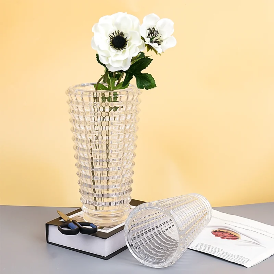 Conical Rainbow Glass Vase