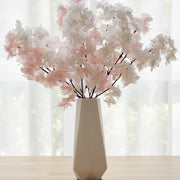 Plastic Vase With Artificial Cherry Blossom Flowers For Elegant Home Décor