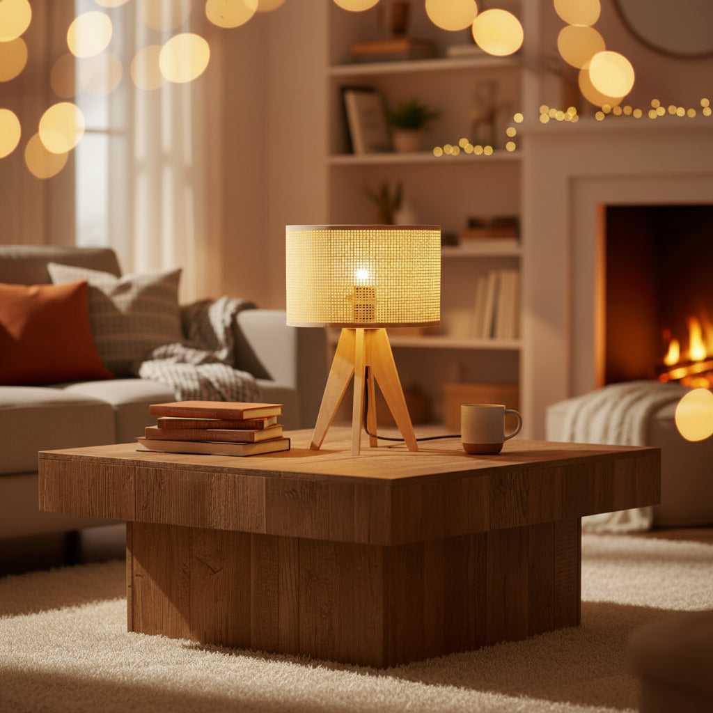 Wooden Rattan Table Lamp 24 × 36.5cm