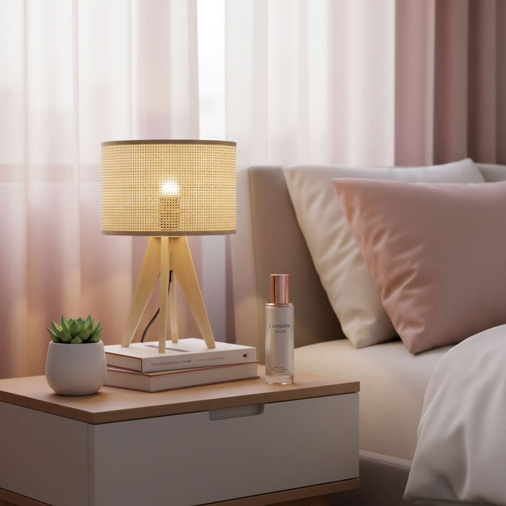 Wooden Rattan Table Lamp 24 × 36.5cm
