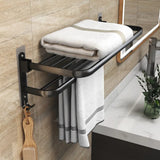 Double Layer Wall Mounted Towel Rack with Hooks