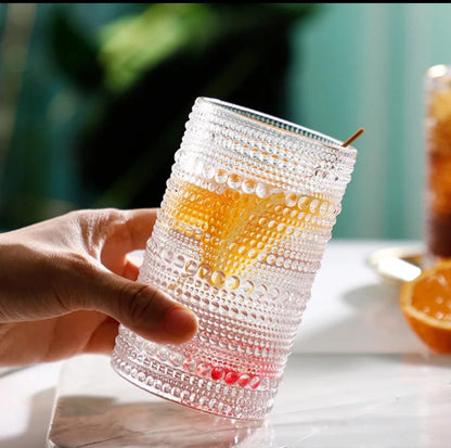 6Pc Clear Embossed Glasses – 400ml