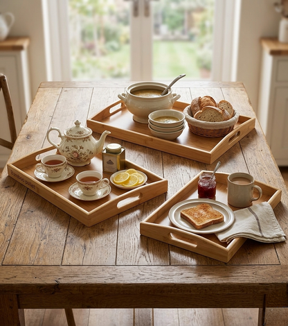 3 In 1 Bamboo Serving Tray Set