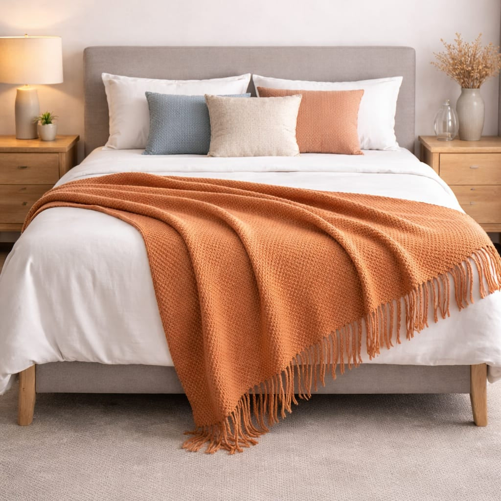 Brown knitted acrylic cashmere throw blanket for sofa and bed decorative styling