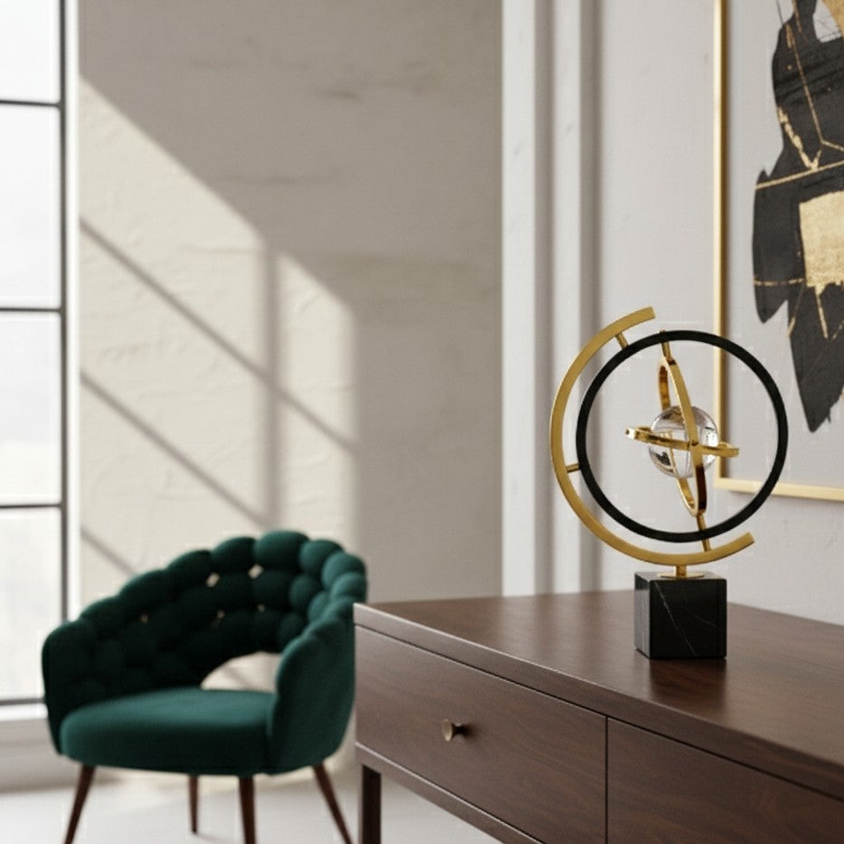 Decorative Metal And Glass Globe Decor Piece