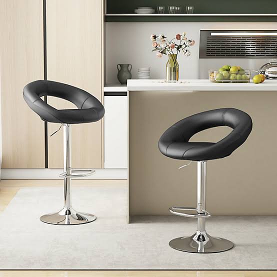 Adjustable Swivel Bar Stool with Ring Backrest and Footrest