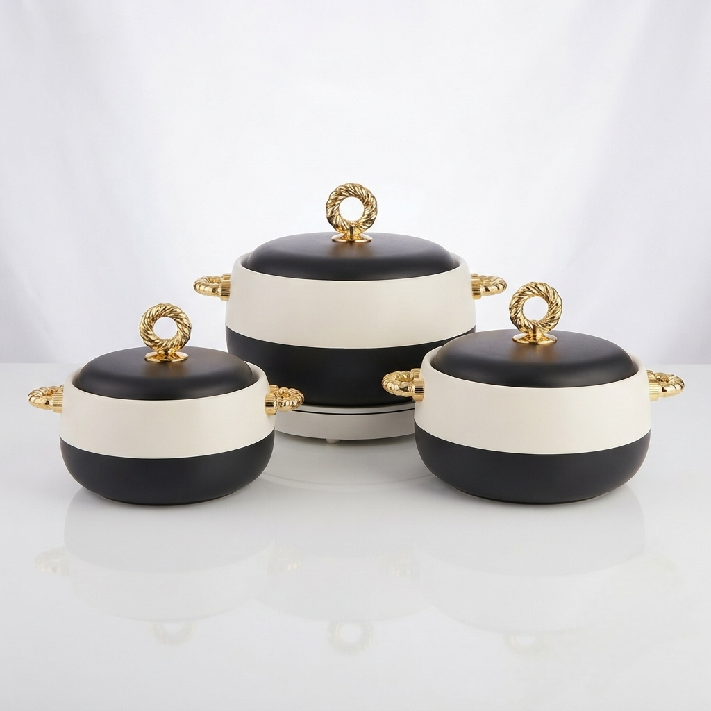 3 Piece Insulated Food Warmer Casserole Set 1L, 2L and 3.5L