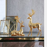 Gold elk deer ornament decorative piece for TV cabinet, shelves, and modern home décor.