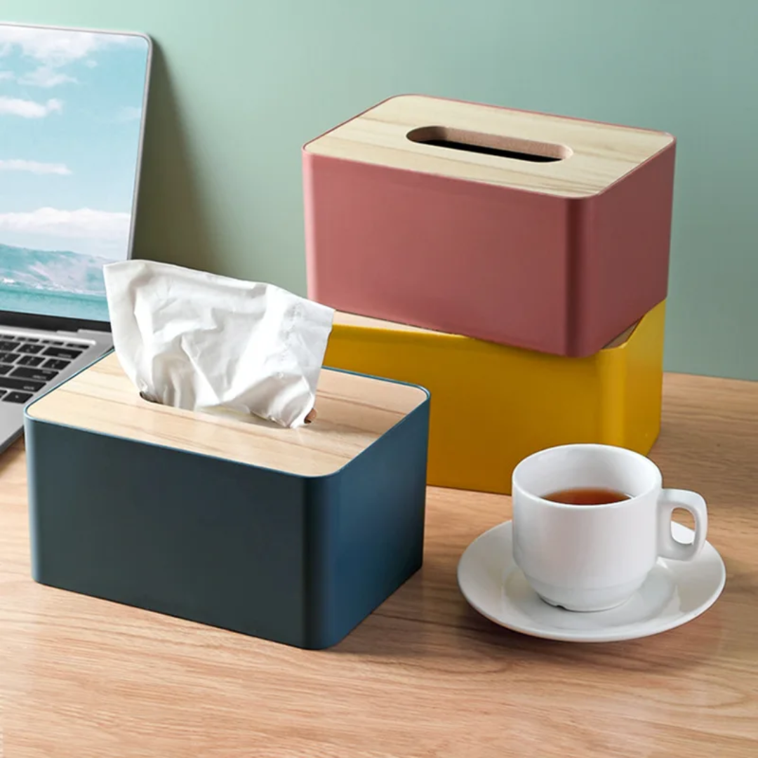 Bamboo Lid Napkin Tissue Holder