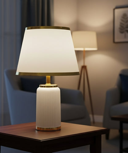 Nordic vintage minimalist table lamp with soft lighting.
