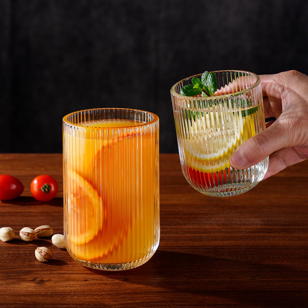 6-Piece Ribbed Short Glass