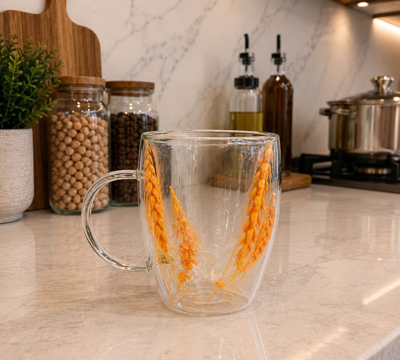 2 Piece 350ml Borosilicate Double Wall Glass Mug Set